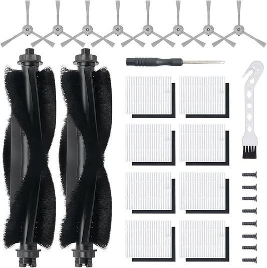 20Pcs Replacement Accessory kit for Eufy L60 Series, Eufy L50 Series Robot Vacuums Parts, 2 Roller Brush, 8 HEPA Filters and Foam Filters, 8 Side Brushes, 1 Screwdriver, 1 Clean Tool
