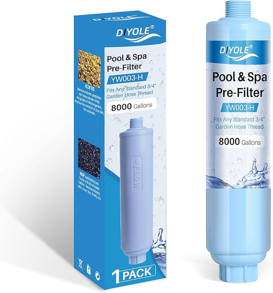 Garden Hose Filter for Filling Pool,Garden Hose Filter for Filling Hot Tub/Spa, Greatly Reduces Sediment, Chlorine, Heavy Metals and Odors, Standard 3/4" Garden Hose Thread (1 pack)