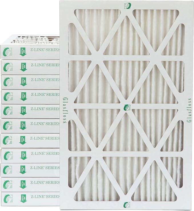 Glasfloss ZL 16x25x2 MERV 10 AC & Furnace Filters. 12 Pack. Actual Size: 15-1/2 x 24-1/2 x 1-3/4