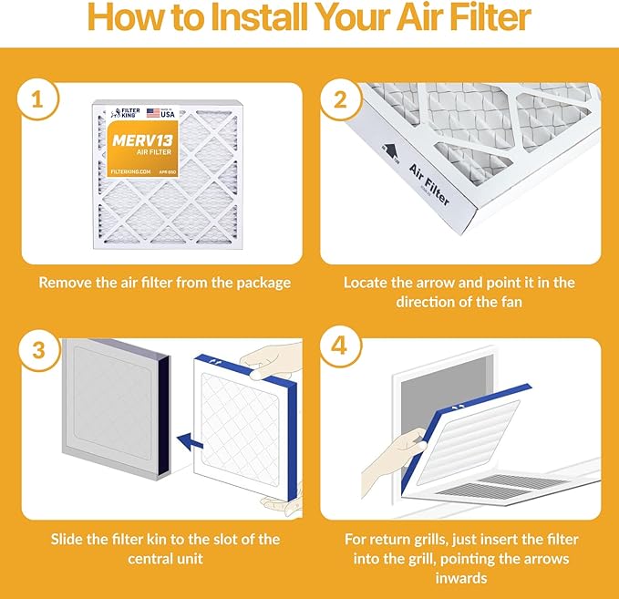Filter King 10x18x1 Air Filter (MERV 13) (12-Pack) Dust & Allergy Control AC Furnace Filters, MADE IN USA, HVAC, Pleated, Electrostatic (Actual Size: 10 x 18 x .75)