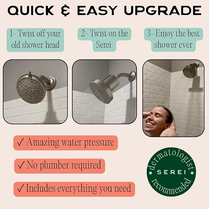 Lab Tested Filtered Shower Head | Best Shower Head with Filters for Chlorine & Hard Water | High Pressure Water Softener for Healthy Skin & Hair | Soothes Dry or Irritated Skin & Hair (2.0 Chrome)