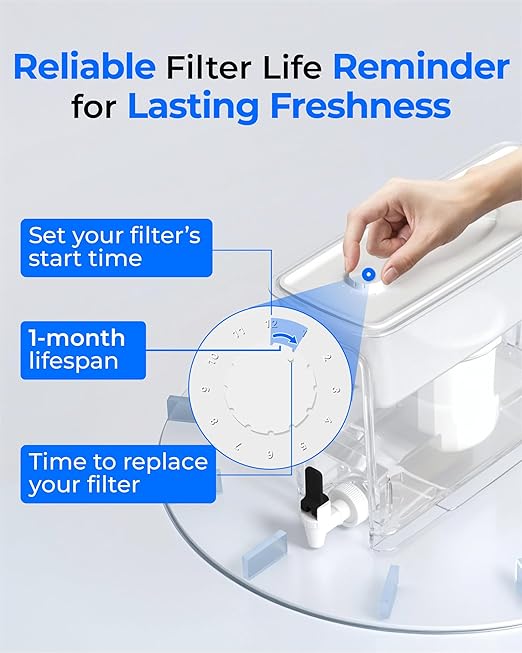 Waterdrop WFD-01W Water Filter Dispenser, 0 TDS Water Filter Pitcher, 35-Cup Large Capacity with 1 Filter, Reduce TDS, Chlorine, PFOA/PFOS and More, BPA Free, White