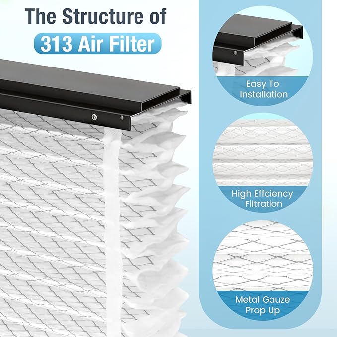 2 Pack 313 Replacement Air Filter, 20 x20 x4 Inches, MERV 13 Furnace, Compatible with AprilAire 1310, 2310, 3310, 4300 Whole House Air Purifier
