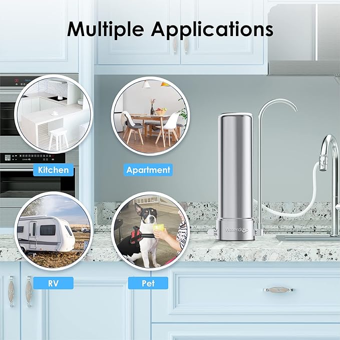 Waterdrop CFF-01 Water Filter Replacement for Waterdrop WD-CTF-01/CTF-02, NSF/ANSI 42&372 Certified, 5-stage Water Filter, Reduces Heavy Metals, Bad Taste and Up to 99% of Chlorine, 2 Pack
