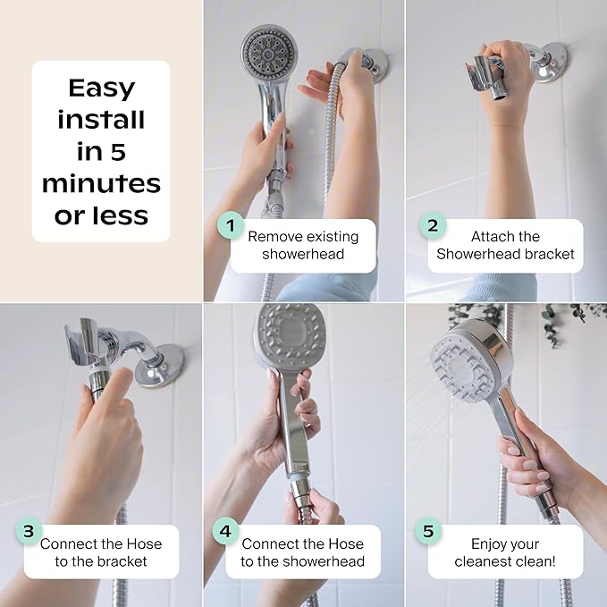 Canopy Handheld Filtered Shower Head & Scalp Massager - High Pressure Shower Head Filter for Hard Water - Shower Filter To Remove Impurities for Healthier Scalp, Skin & Hair - Hair Growth - Nickel