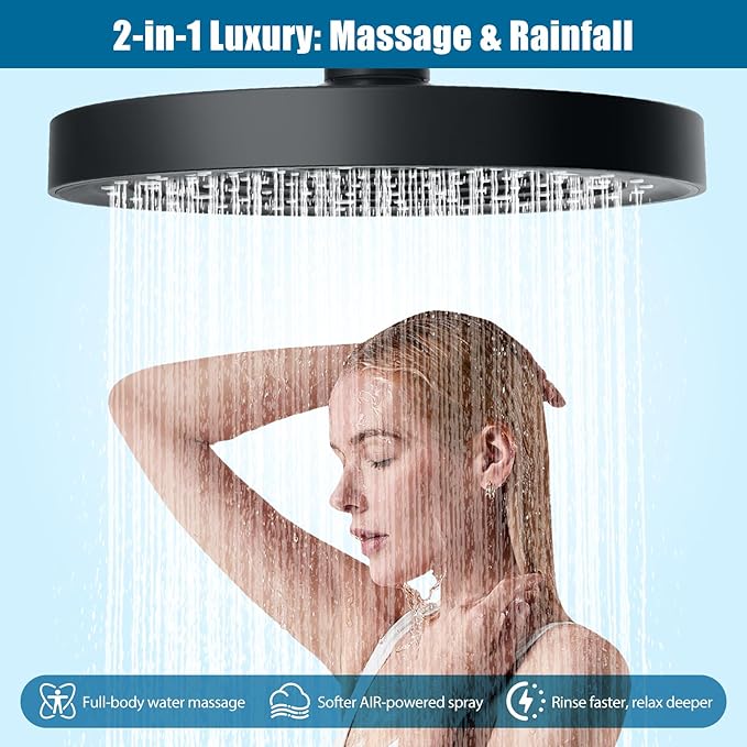 10IN Filtered Shower Head with Handheld High Pressure Showerhead, Detachable Shower Head,Rain Shower Heads with Filters to Remove Chlorine,15 Stage Shower Filter Head for Hard Water