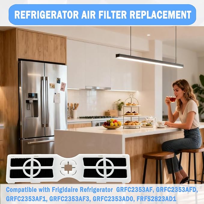 3 Pcs Refrigerator Air Filter Compatible With Frigidaire GRFC2353AF, GRFC2353AFD, GRFC2353AF1, GRFC2353AF3, GRFC2353AD0, FRFS2823AD1