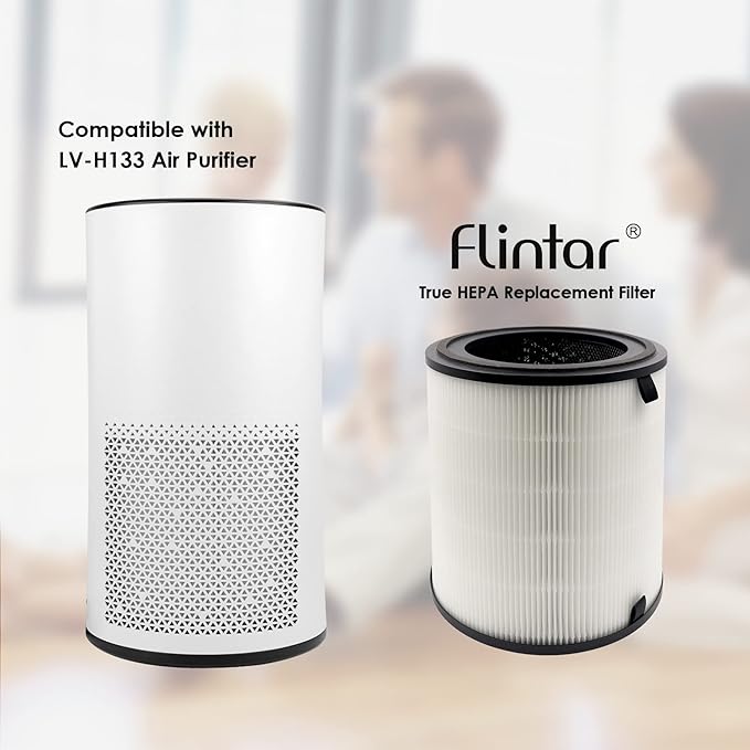 LV-H133 Replacement Filter, Made in Taiwan, Compatible with LEVOIT LV-H133 Tower Air Purifier, H13 Grade Filtration & Activated Carbon Filter Set, Part Number LV-H133-RF