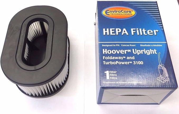 EnviroCare Replacement HEPA Filtration Vacuum Cleaner Filters Designed to Fit Hoover Fold Away Turbo Power 3100 HEPA Pleated Filter, Upright, Bageless, Widepath Vacuum Cleaners 1 Filter