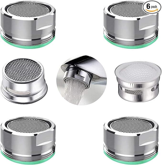 BOETOADG 4PCS Faucet Aerator, 2 Packs of Aerator Filter Replacement Parts, With Brass Housing 15/16 Inch 24mm External Thread Aerator Faucet Filter, With Gasket, For Kitchen and Bathroom