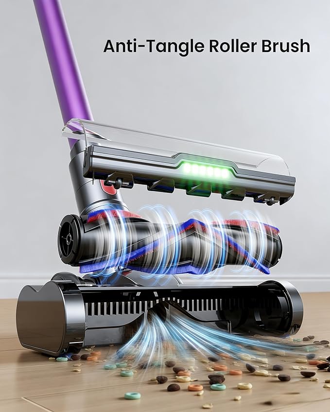 Cordless Vacuum Cleaner, 650W 55Kpa 70Mins Cordless Stick Vacuum with Hurricane Mode, 1.8L Cup, Anti-Tangle Vacuum Cordless, Self-Standing Vacuum Cleaners for Home Pet Hair Carpets