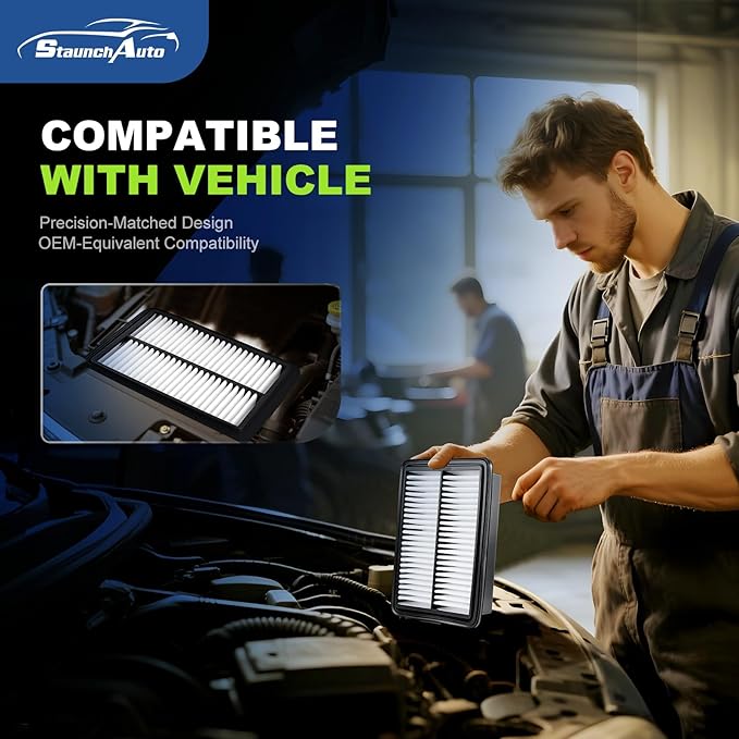 Engine & Cabin Air Filter Set for 2019-2024 Kia Forte, 2020-2023 Forte5, 2017-2020 Hyundai Elantra, 2018-2020 Elantra GT - Automotive Replacement Accessories #97133-F2000 28113-F2000