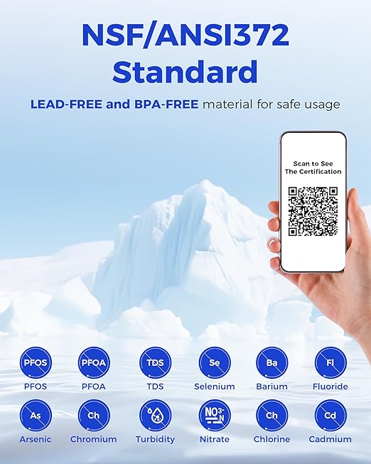 800GPD Under Sink Tankless Reverse Osmosis System,7-Stage RO Water Filtration System, NSF/ANSI 372 Certified RO Drinking Water Filter, FCC Listed, Reduce TDS,PFAS,Odor, 2:1 Pure to Drain