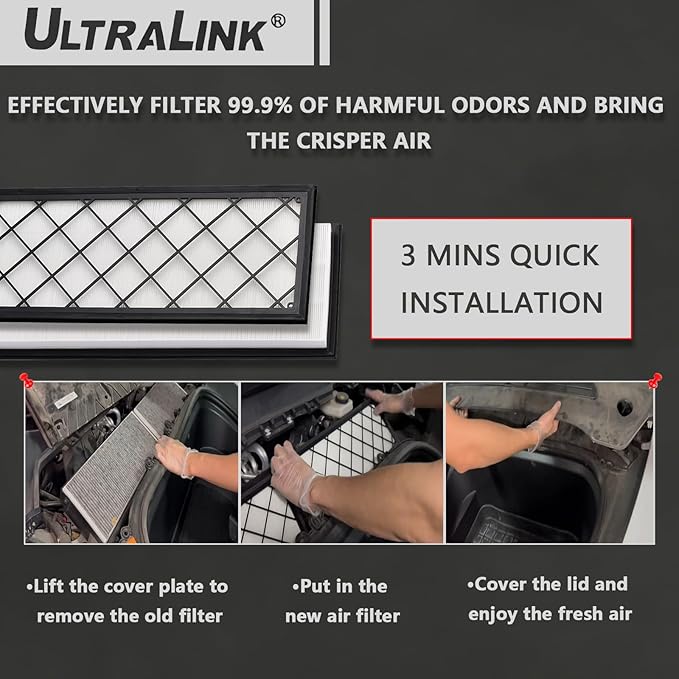 HEPA Cabin Air Filter Compatible with Tesla Model Y 2020-2026 (Including Juniper), Activated Carbon Car Air Intake Filter Set for Front Trunk & Interior, Includes Installation Tools