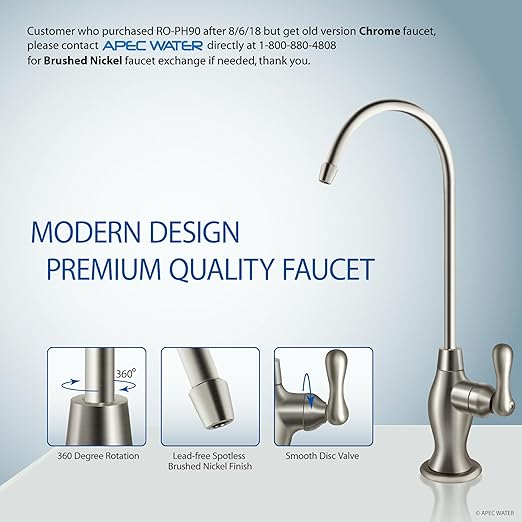 APEC Water RO-PH90, 6-Stage Alkaline Under Sink Reverse Osmosis Water Filter System, NSF Certified 372 & 58, 90 GPD, Reduces 99% of Impurities