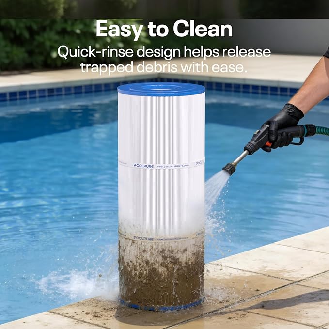 POOLPURE Pool Filter Replaces PA56L, PA56L-PAK4, Unicel C-7456, Hayward CX481-XRE, CX481-XRE, SwimClear C2030, 4 PACK