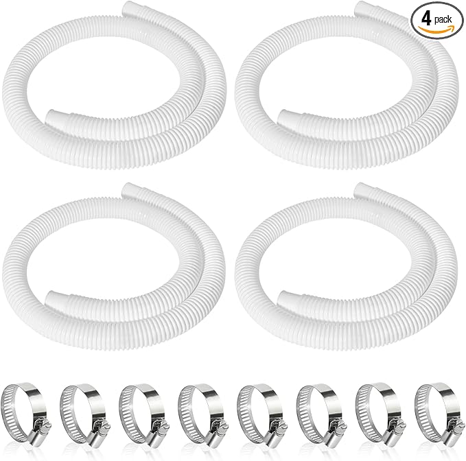 4 Pcs 1.25" Pool Hose, 59" Long Accessory Pool Pump Replacement Hoses, Compatible with All Above Ground Pool Filter Pumps that Use 1 1/4 Diameter Hoses