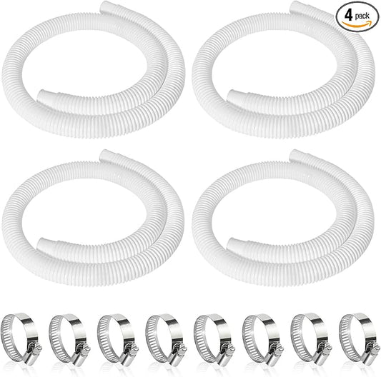 4 Pcs 1.25" Pool Hose, 59" Long Accessory Pool Pump Replacement Hoses, Compatible with All Above Ground Pool Filter Pumps that Use 1 1/4 Diameter Hoses