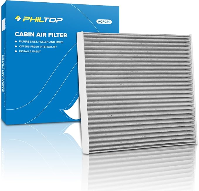 PHILTOP HEPA Cabin Air Filter w/Activated Carbon, Compatible with CF12000 Jeep Cherokee 2014-2018, Chrysler 200 2015-2017, Filter Up Dust Pollen Odor