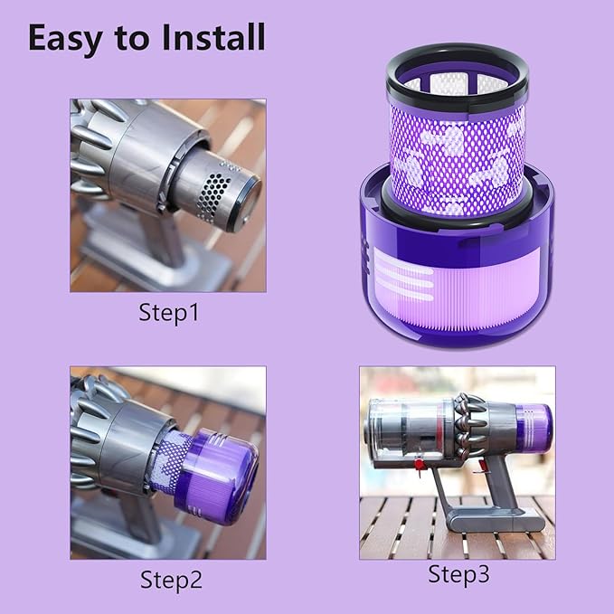 4 Pack Vacuum Filter Replacement Compatible with Dyson V11/V15 Series Vacuum Cleaners, Cordless Vacuum Filter Accessories, Effective Cleaning, Home Cleaning Helper, 4 Rear-Filters (4)