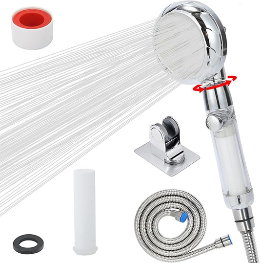 RV handheld shower head with filter for hard water | camper shower head with hose and on off switch | High pressure shower head replacement for Marine、boat、Motor Home
