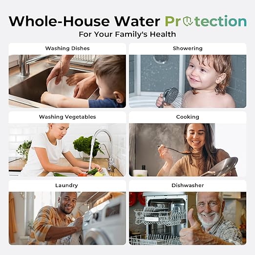 iSpring WGB31B-KS Whole House Water Filter System, Reduces Heavy Metals, Lead, Chlorine, Chloramine, Sediments, 3-Stage Filtration, 10” x 4.5” Filters, 1” Inlet/Outlet