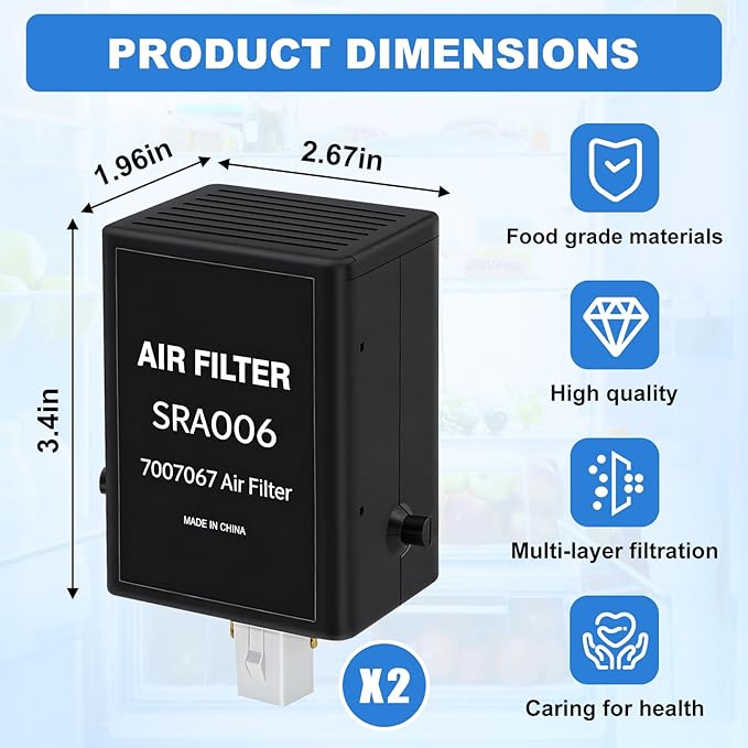2 Pack Refrigerator Air Purification Cartridge Replacement for Sub-Zero Refrigerators