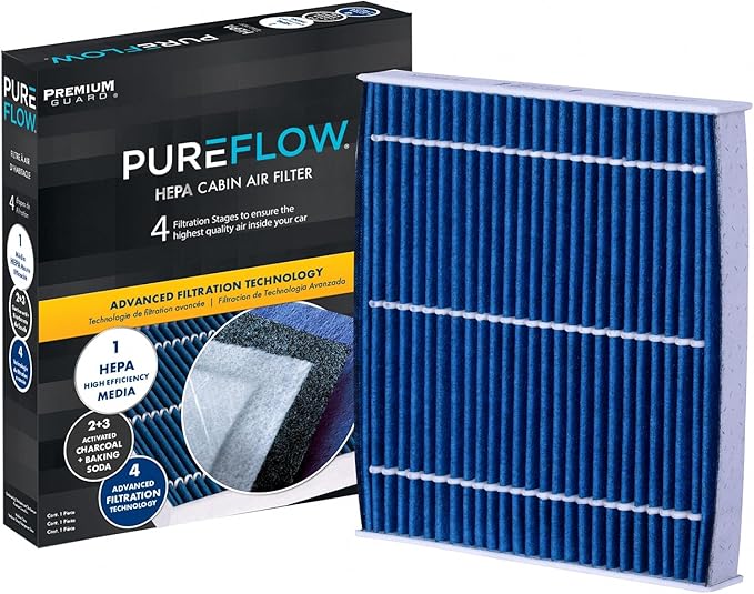 PureFlow HEPA Cabin Air Filter PC5667HX | Fits 2010-2024 Toyota 4Runner, 2006-2024 Yaris, 2018-2025 Land Rover Range Rover Velar, 2017-2025 Jaguar F-Pace, 2019-2025 I-Pace