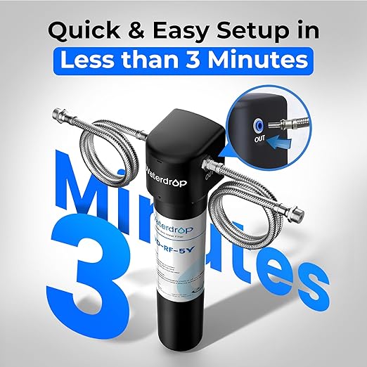 Waterdrop UA-5Y 5-Year Under Sink Water Filter System, Ultra Long Life, Reduces Lead, Chlorine, Bad Taste & Odor, Water Filter for Sink Faucet Connects Directly to Your Faucet