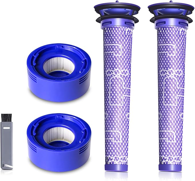keluke Vacuum Filter Replacement Kit Compatible with Dyson V7, V8 Animal, V8 Absolute & SV10 Cordless Vacuum Cleaners, Replaces Part # 965661-01 & 967478-01 (4P)