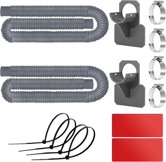 Replacement Pool Hoses for Above Ground Pools 1 1/4, 59" Long Filter Pump Hose, 2 Pack Pool Pump Hose with 2 Holders and 4 Metal Clamps (Grey)