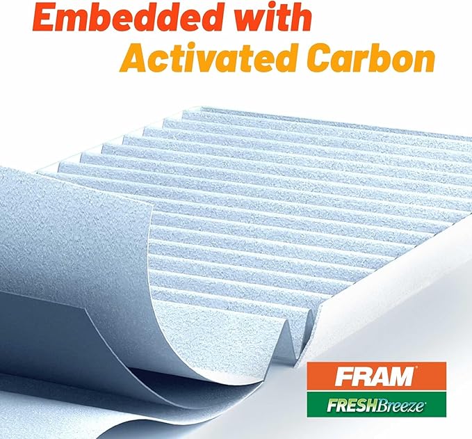 FRAM Fresh Breeze Cabin Air Filter with Arm & Hammer Baking Soda, CF11663 for Select Buick, Chevrolet, GMC and Saturn Vehicles, white