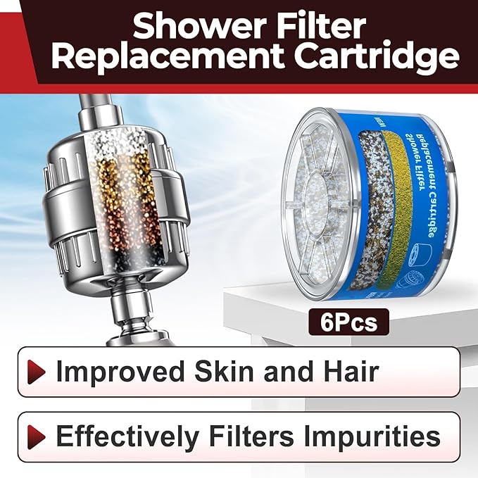 6 Pcs Replacement Shower Filter Compatible with Sprite Slim-Line Chlorgon Shower Filter Cartridge