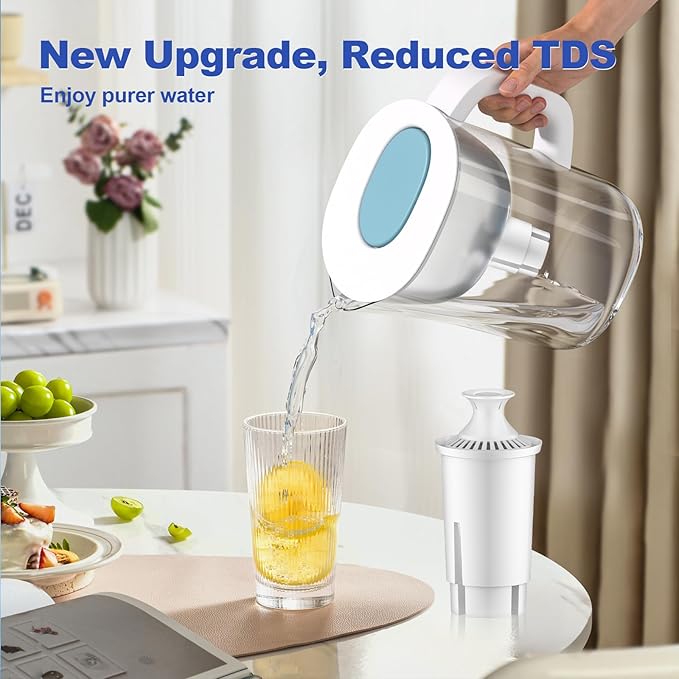 BREAUILL Water Filter Replacement Compatible with Brita Water Filter, Pitchers, Classic, OB03, Mavea,10700, 35557, Pitcher Water Filter by BREAUILL, New Upgraded Reduce TDS, Chlorine (6PCS)
