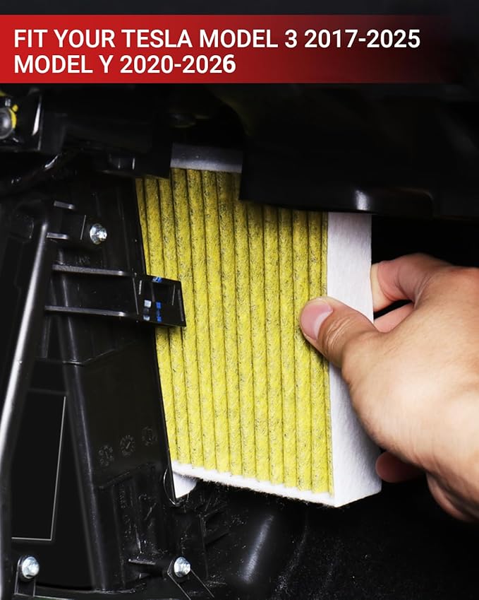 BASENOR Cabin Air Filter Replacement for Tesla Model Y Model 3 (2017-2026), Upgraded Activated Carbon AC Filter Compatible with Model Y Juniper/Model 3 Highland Accessories
