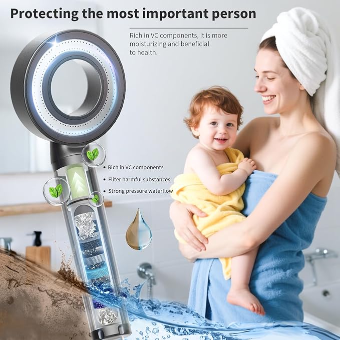 Handheld Shower Head with Filter - Lavender Scent Cartridge, High Pressure, Vitamin C & Chlorine Removal, Water Efficient, Anti-Rust ABS, CEC DOE Certified, Easy Install