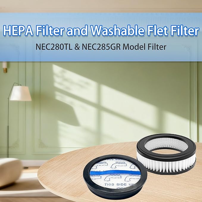 NEC280TL & NEC285GR Replacement Parts Only for Eureka NEC280TL / NEC285GR bagged Canister Vacuum Cleaner Accessories | Include 2 HEPA Filters and 2 Washable Flet Filters