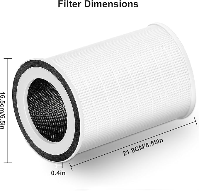 4 Pack True KILO Filter For Afloia KILO, Compatible with Afloia KILO, KILOPLUS, KILOPRO, MIRO, MIRO PRO and MORENTO KILO, True 360° 3-Stage Filtration for afloia air purifier filter replacement White