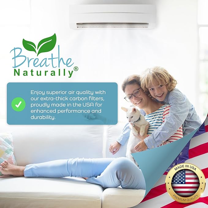 Breathe Naturally Universal Cut To Fit Carbon Activated Air Filter - Replacement Charcoal Filters - Pre Filter Carbon Sheet for Air Purifier, Vent Filters & More - Made in USA (Pack of 1, 8x48)
