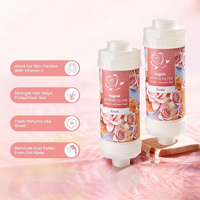 Vitamin-C Handheld Showerhead Filter For Hard Water, Luxurious Scent Skin Care & Hair Enhancement Softener Purifier, Aromatherapy Water Purify, Rose Odor