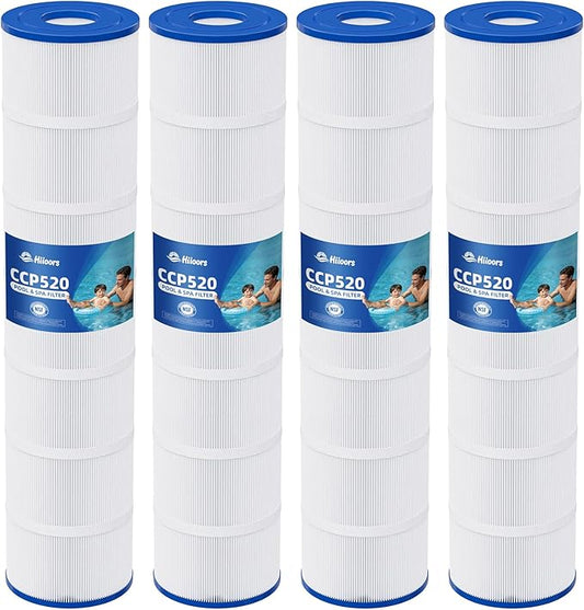 CCP520 Pool Filter Cartridges 4 Pack, Compatible with Pentair Clean & Clear Plus 520, Replace Pentair R173578, Pleatco PCC130, 520 sq.ft, Heavy Duty 5 oz+ Trilobal Fabric