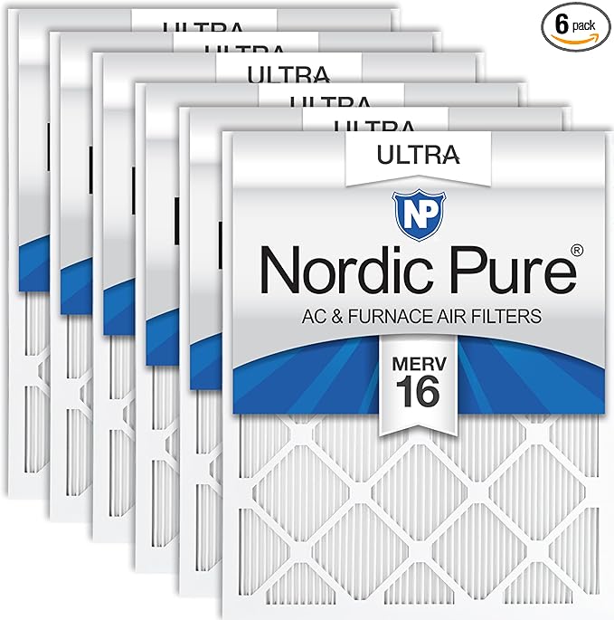 Nordic Pure 14x24x1 (Actual Size: 13 3/4 x 23 3/4 x 3/4) Pleated Ultra MERV 16 AC Furnace Air Filters–With 2.5X More Media for Allergy & Dust Relief, Max Efficiency & Low Airflow Resistance 6 Pack
