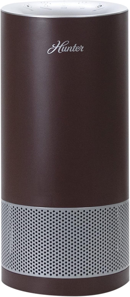 Hunter HP450UV Round Air Purifiers for Home, True HEPA Air Purifier Tower for Pets, Odors, Allergens, Smoke, Dust, VOC's. HEPA Air Purifiers for Bedroom and Small Room. Bronze