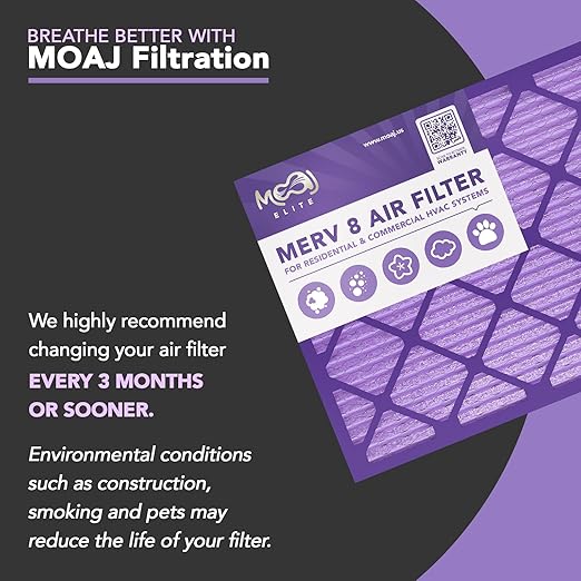 14x18x1 Air Filter (4-PACK) | MERV 8 | MOAJ Elite Dust Defense | BASED IN USA | Quality Pleated Replacement Air Filters for AC & Furnace Applications | Actual Dimensions: 13.70" x 17.70" x 0.75"