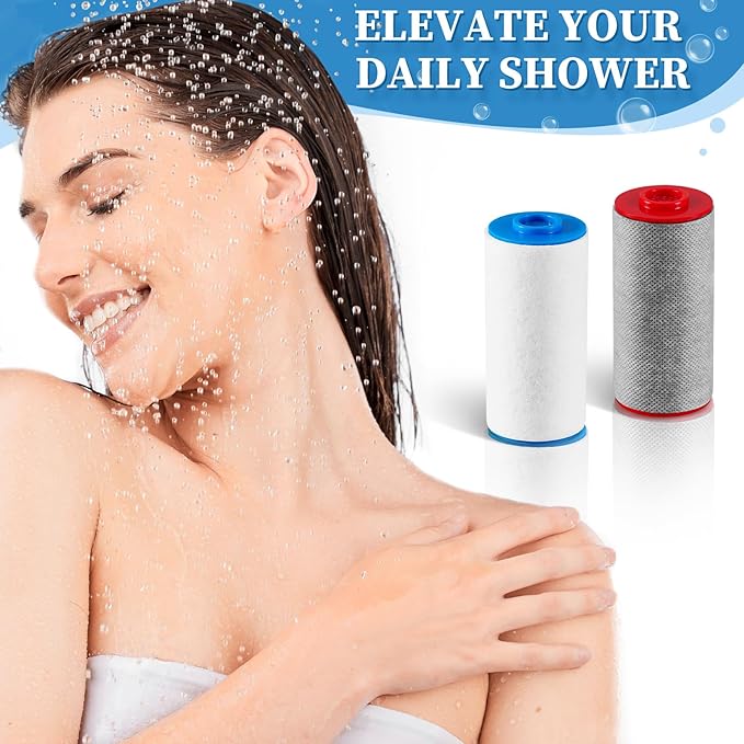 Replacement Cartridges Set Compatible with Weddell Duo Shower Filter,Shower Filter Cartridges to Reduces Impurities,Keep Healthy Shower Water for Skin & Hair(2R+2B)