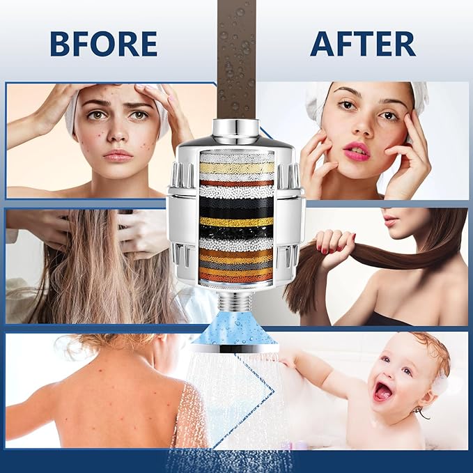4-Pack 20 Stage Shower Filter Replacement Cartridge - Shower Head Filter Replacement Cartridge for Hard Water, Chlorine, Heavy Metals, High Output Shower Water Softener