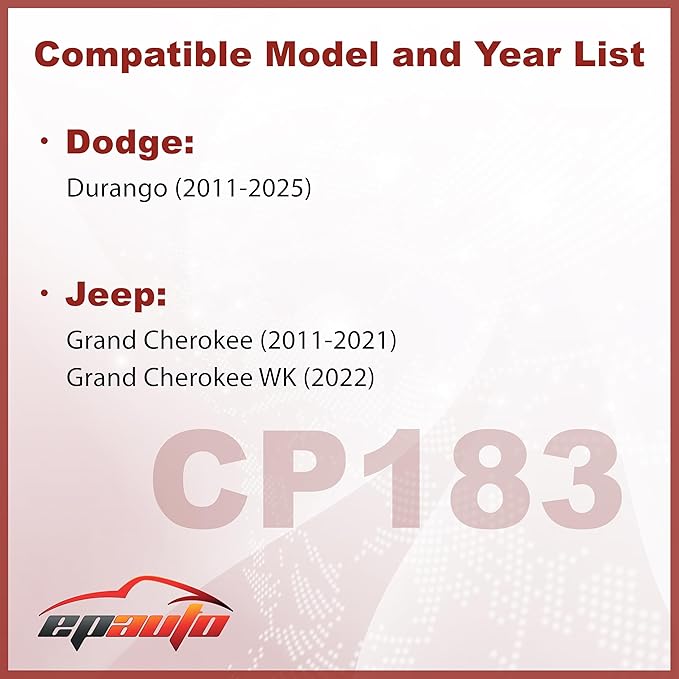 EPAuto CP183 (CF11183) Cabin Air Filter includes Activated Carbon Replacement for Dodge Durango (2011-2025), Jeep Cherokee (2011-2021)