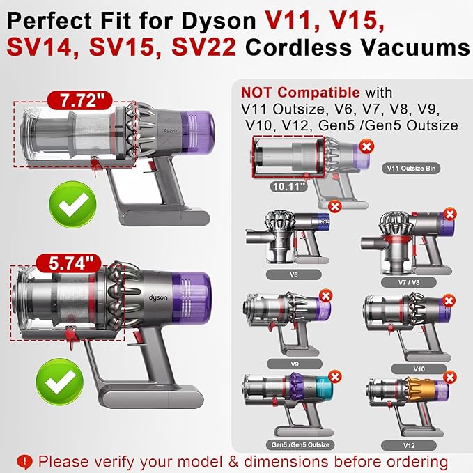 Lemige V11 Dust Bin Seal Replacement Vacuum Parts Compatible with Dyson V15 V11 SV14 SV15 SV22 Cordless Vacuum Cleaner Attachments, Canister Top Sealing Ring for Dyson Replacement Parts & Accessories