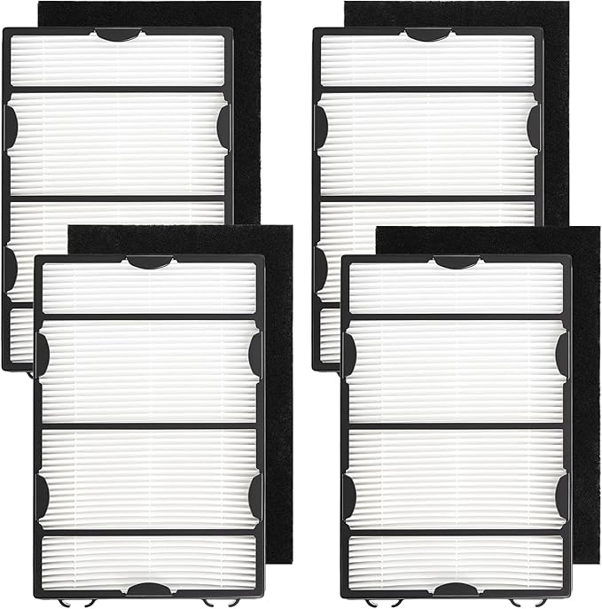 Poweka HAPF600 HEPA Replacement Filter and Carbon Pre-Filters Compatible with Holmes HAPF600D HAP615 HAP625 HAP650 HAP675RC HAP725 HAP750 HAP1625 – Helps Capture Dust, Pet Hair & Smoke Odors - 4 Packs