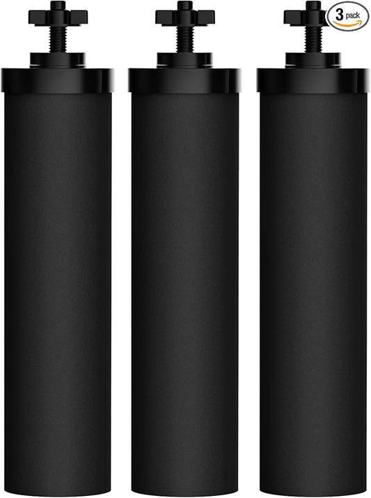 Waterdrop Black Water Filter, Replacement for Berkey®, Purewell®, ProOne®, BB9-2® Carbon Filters, Waterdrop Gravity Water Filter System, NSF/ANSI 42&372 Certified Water Filter, 3 Pack
